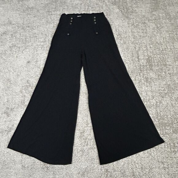 Effie's Heart Pants Womens Medium Wide Leg High Waisted Black Stretch - Picture 1 of 8